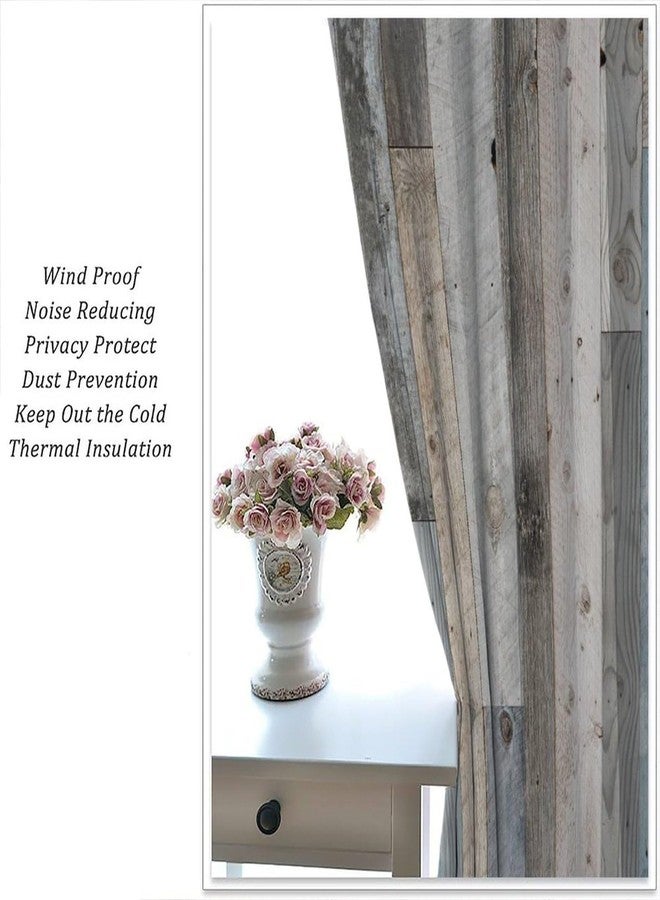 YCness Old Plank Door Curtains Rustic Farmhouse Wooden Cabin Rural Theme Art Printed Window Drapes for Bedroom Living Room Kitchen Decor Fabric Set 2 Panel 42x45 Inch 30% Shading Rate - Image 4